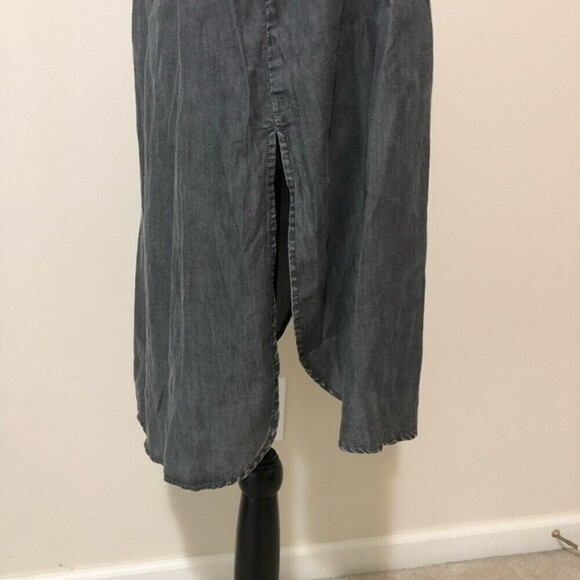 Liverpool Black Chambray High Low Tunic Top Boho Vibes Small Long Sleeve New - Picture 5 of 9